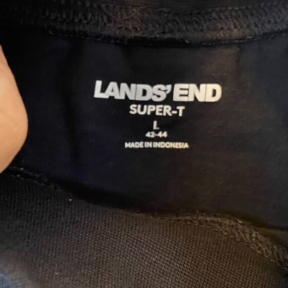 Lands End Men's Shirt Large 42-44 Black Long-Sleeve Super-T Mock Turtleneck Cott - Picture 5 of 10